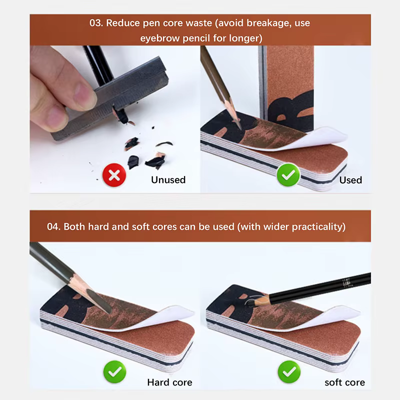 Taille-crayon professionnel pour sourcils, outil de ponçage en papier de verre, facile à utiliser, pour créer des pointes fines, outil de maquillage