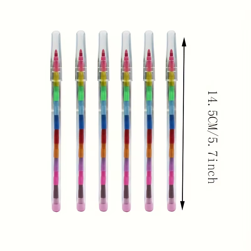 Lot de 12 crayons empilables et assemblables, cadeaux de fête, outils de dessin multicolores pour graffiti, crayons de couleur magiques pour l'école et le bureau