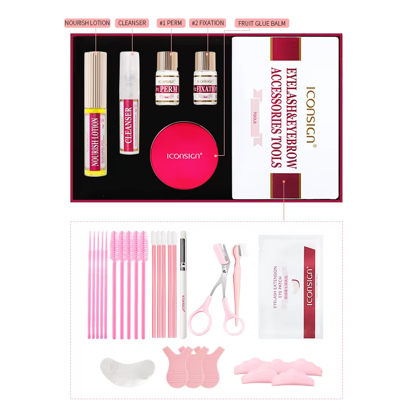 ICONSIGN 2IN1 professionnel rapide Perming cils et brun Kit de sauvetage durable 6-8 semaines Mascara levage