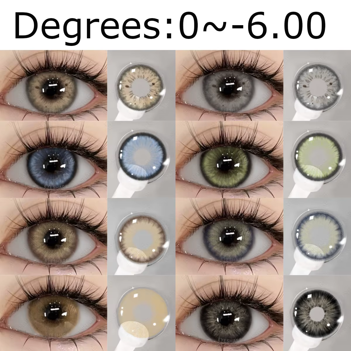 AMARA 0 ~-6.00 degrés 1 paire de lentilles de Contact colorées pour myopie pour les yeux