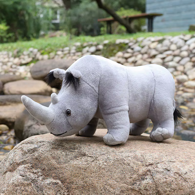 35cm vraie vie rhinocéros en peluche jouet en peluche réaliste rhinos africains animaux sauvages poupée jouets pour enfants enfants cadeau de noël décor