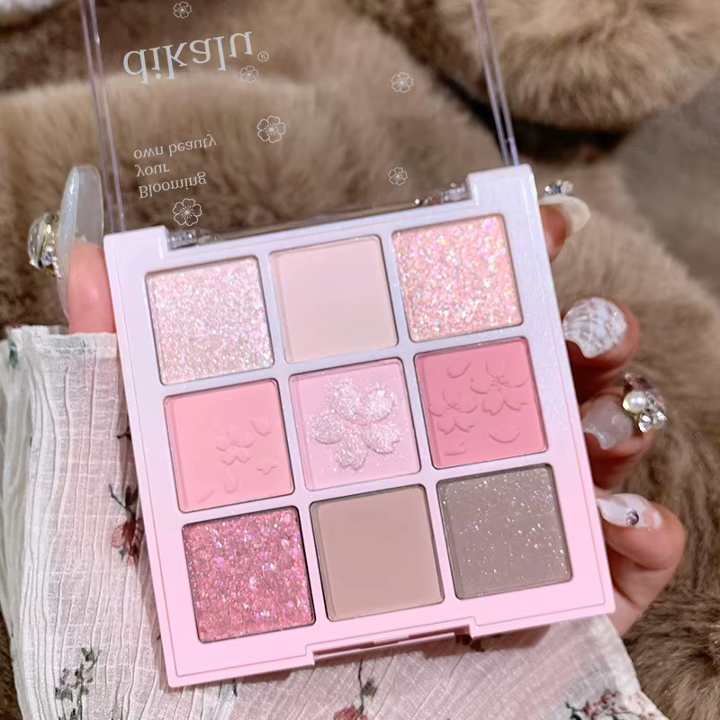 DIKALU 9 couleurs Sakura fard à paupières Palette paillettes mat faible Saturation rose marron nu maquillage miroitant Pigments pour les yeux longue durée