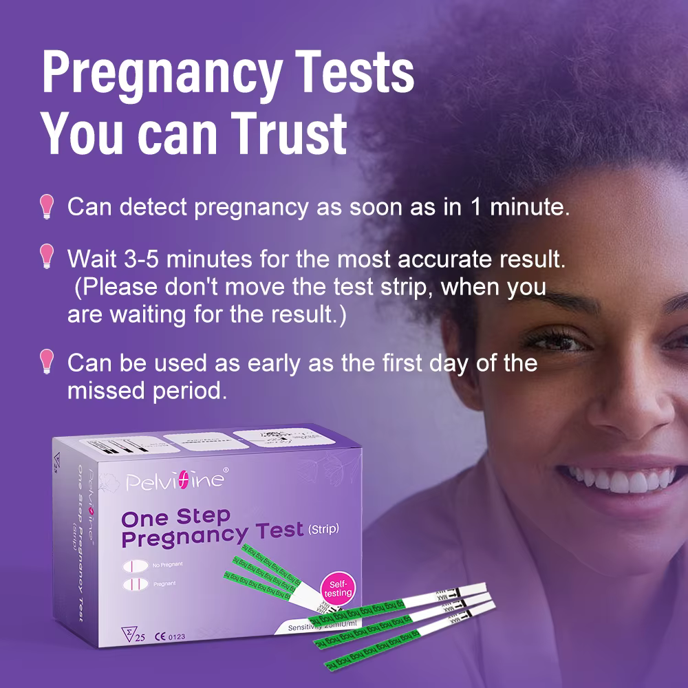 Tests de grossesse Pelvifine avec tasse, bandelettes de test de grossesse en vrac pour la détection à domicile, précision supérieure à 99%, kit de test HCG, 25 points