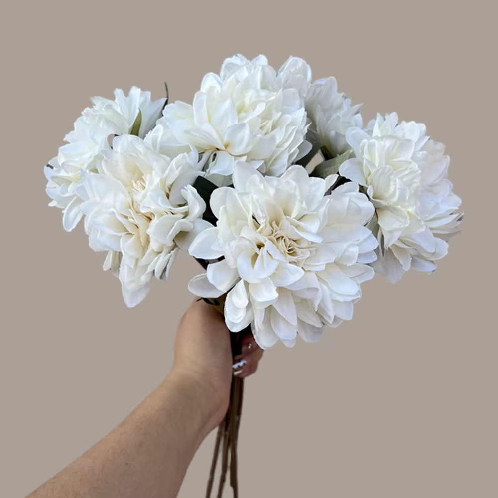 Fleur de Dahlia Artificielle Blanche, Fleur de Dahlia Artificielle, Décoration Florale pour Mariage, Jardin, Intérieur, Extérieur, Accessoire de Photographie, Art Floral