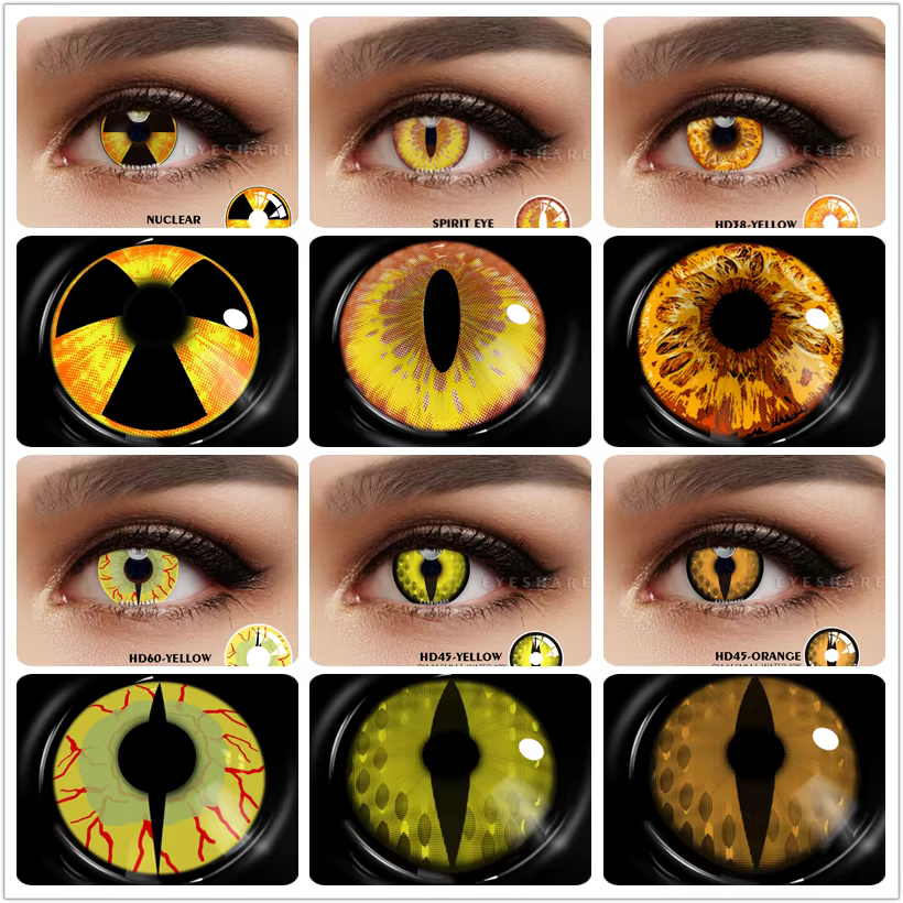 EYESHARE Cosplay lentilles de Contact colorées pour les yeux 2 pièces lentille de couleur jaune annuel Anime