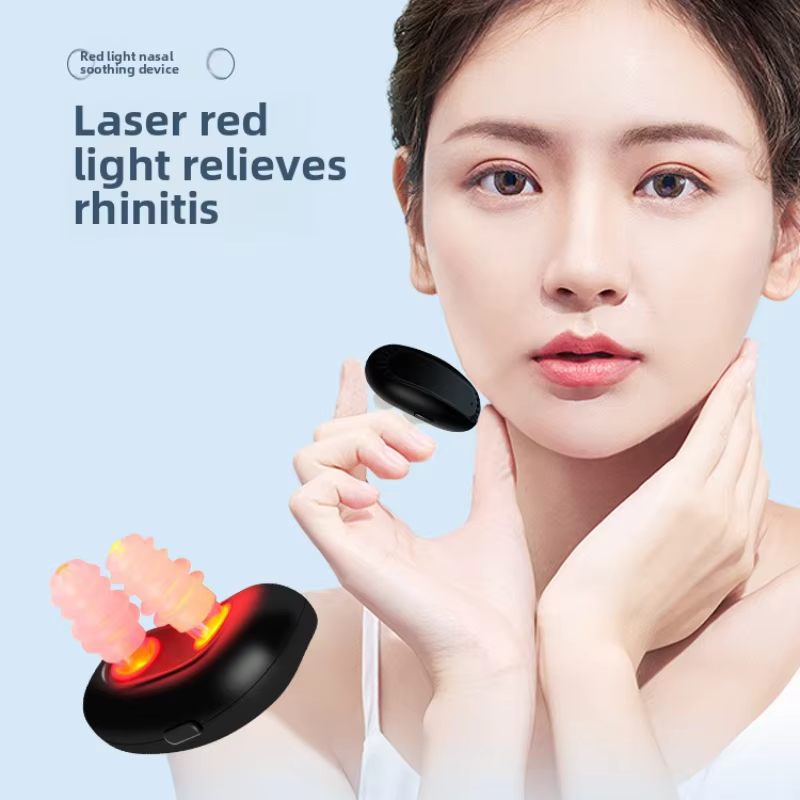 Appareil de thérapie nasale à lumière rouge sans fil, outil de soulagement de la rhinite, massage nasal à impulsions basse fréquence pour améliorer la ventilation nasale