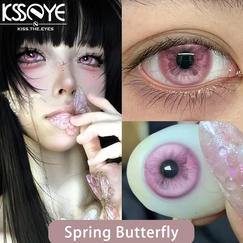 KSSEYE 1 paire de lentilles de Contact de couleur avec dioptrie myopie yeux Cosplay jaune vert et rouge