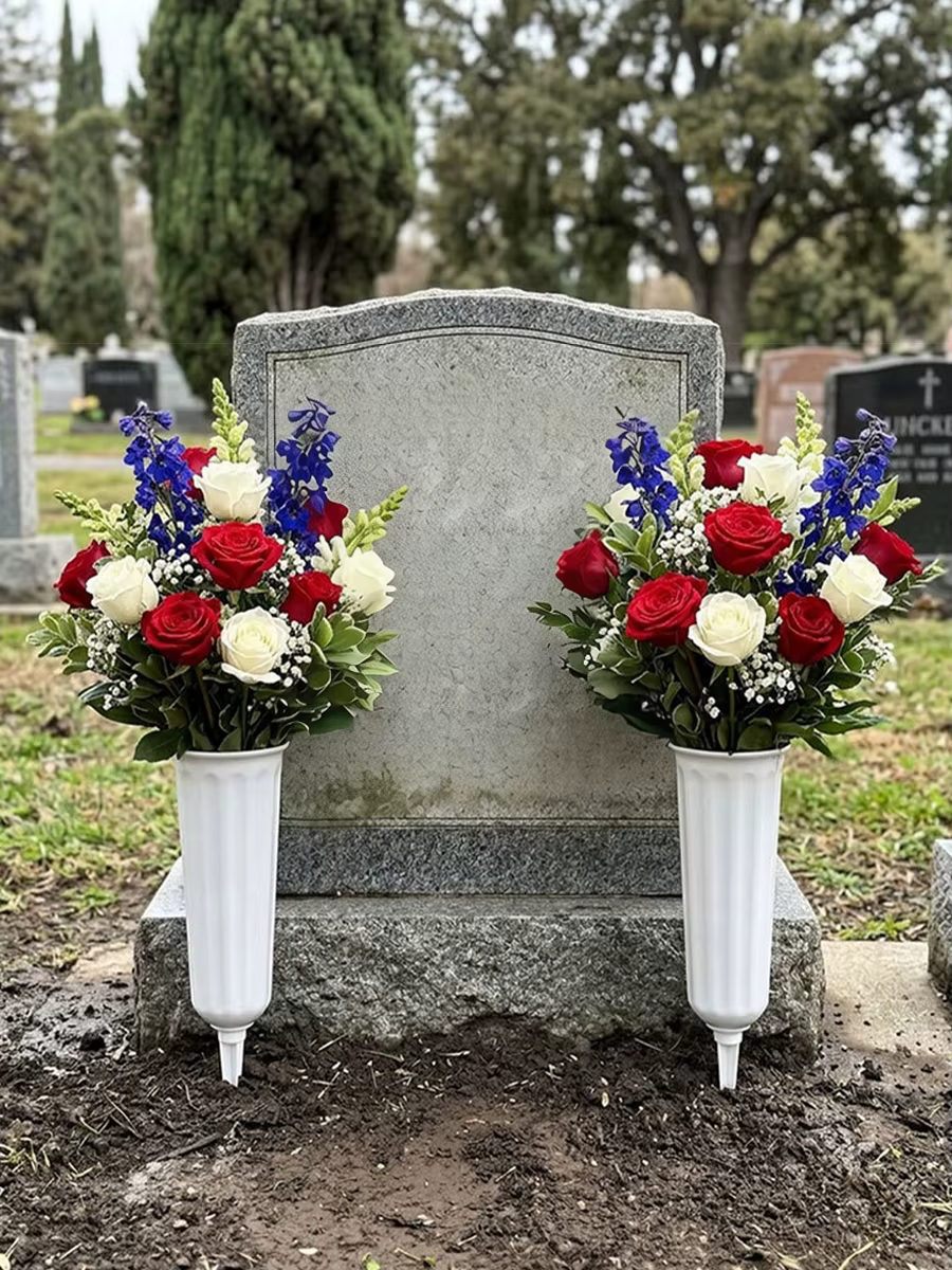 Vase à fleurs pour cimetière, support pour insertion florale sur tombe, conteneur pour arrangement de fleurs artificielles séchées pour la décoration des tombes