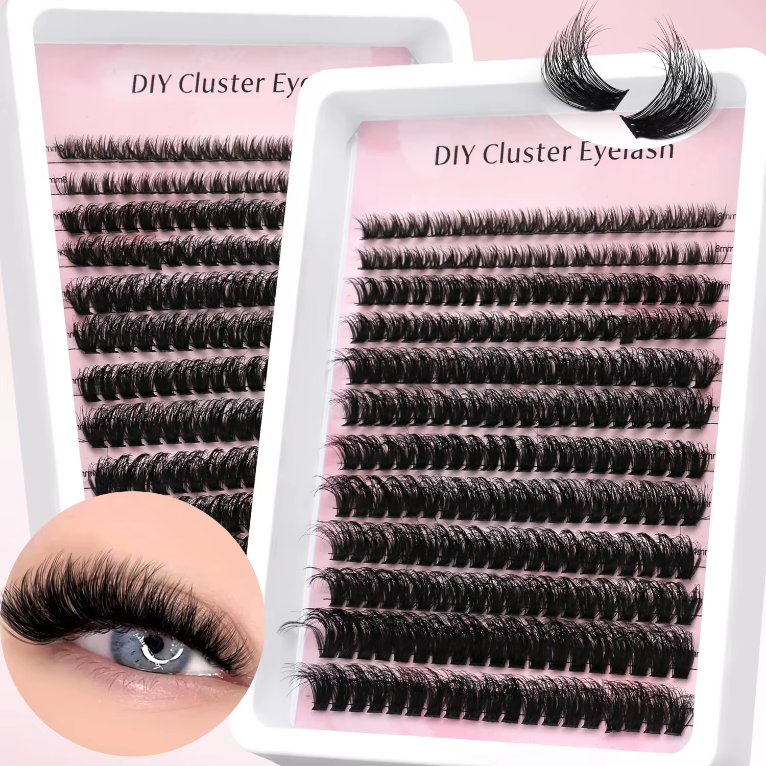 GROINNEYA Extensions de Cils Volume Naturel Effet Clusters Lashes Doux et Fluffy Cils Individuels DIY Auto Pose Sans Salon Clusters de Cils Wispy Cat Eye Réutilisables Femme Tendance