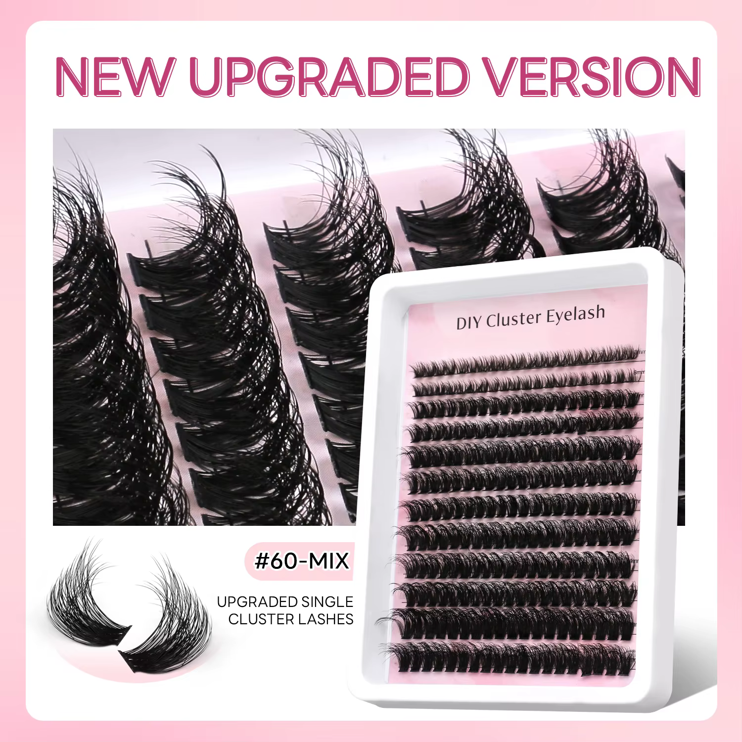 GROINNEYA Extensions de Cils Volume Naturel Effet Clusters Lashes Doux et Fluffy Cils Individuels DIY Auto Pose Sans Salon Clusters de Cils Wispy Cat Eye Réutilisables Femme Tendance
