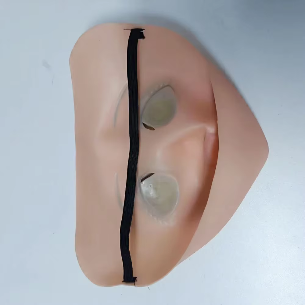 Masque réaliste de femme aux grands yeux, style Lolita, demi-visage en latex, pour cosplay, dessin animé, Kigurumi, fête, déguisement, accessoires