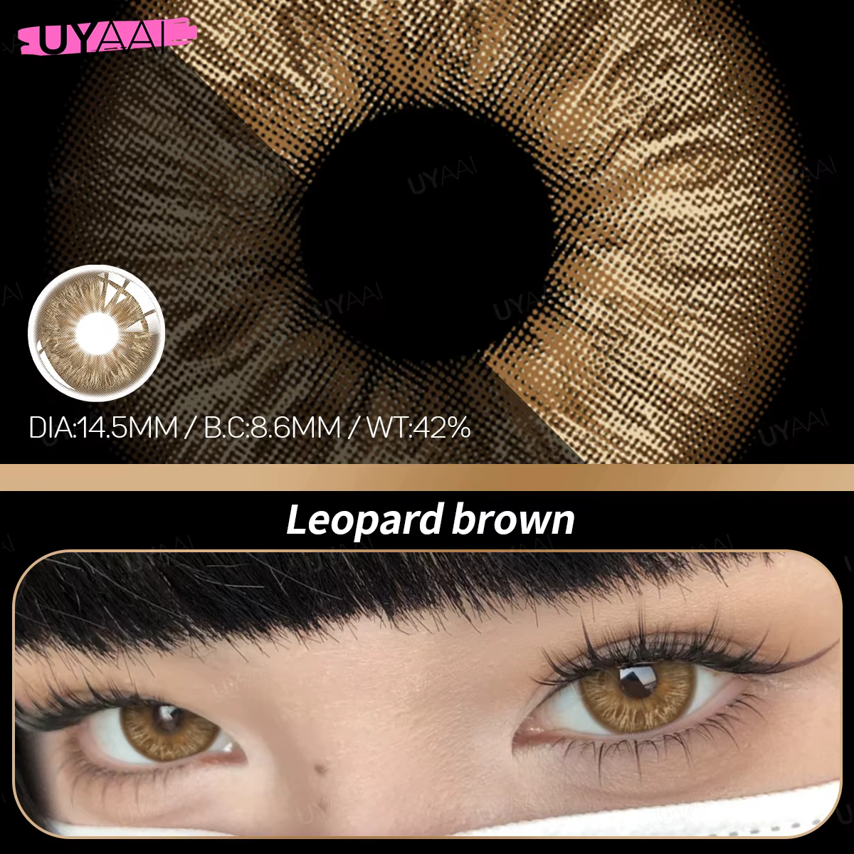 UYAAI lentilles de Contact de couleur marron naturel grands yeux