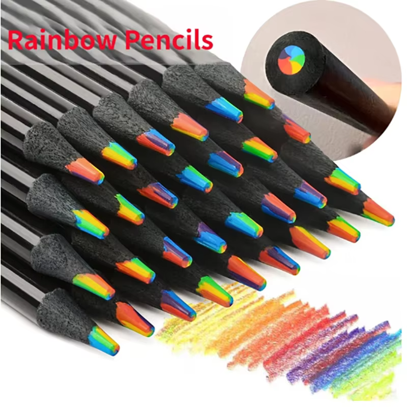 Crayons de couleur arc-en-ciel, 7 couleurs, nickel é concentrique, cadeau pour enfants, crayons de couleur, art, peinture, dessin
