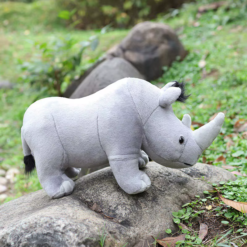 35cm vraie vie rhinocéros en peluche jouet en peluche réaliste rhinos africains animaux sauvages poupée jouets pour enfants enfants cadeau de noël décor