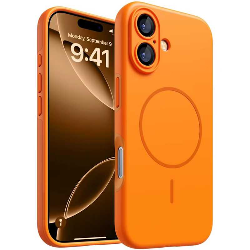 Étui magnétique souple en Silicone Orange pour IPhone17, pour IPhone 17 Air 16 15 14 13 12 Pro Max Plus 17Air 17Pro Magsafe