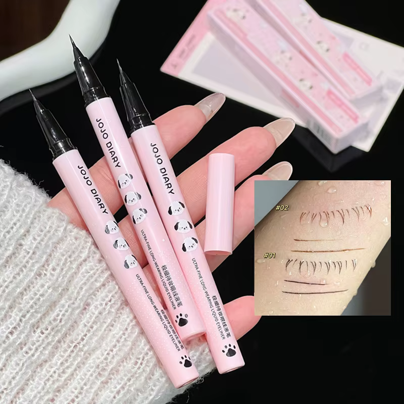 Stylo Eyeliner Liquide Ultra Fin 3 Couleurs Noir Imperméable Marron Effet Nacré Maquillage Yeux Grands et Lisses Séchage Rapide Cosmétique Femme