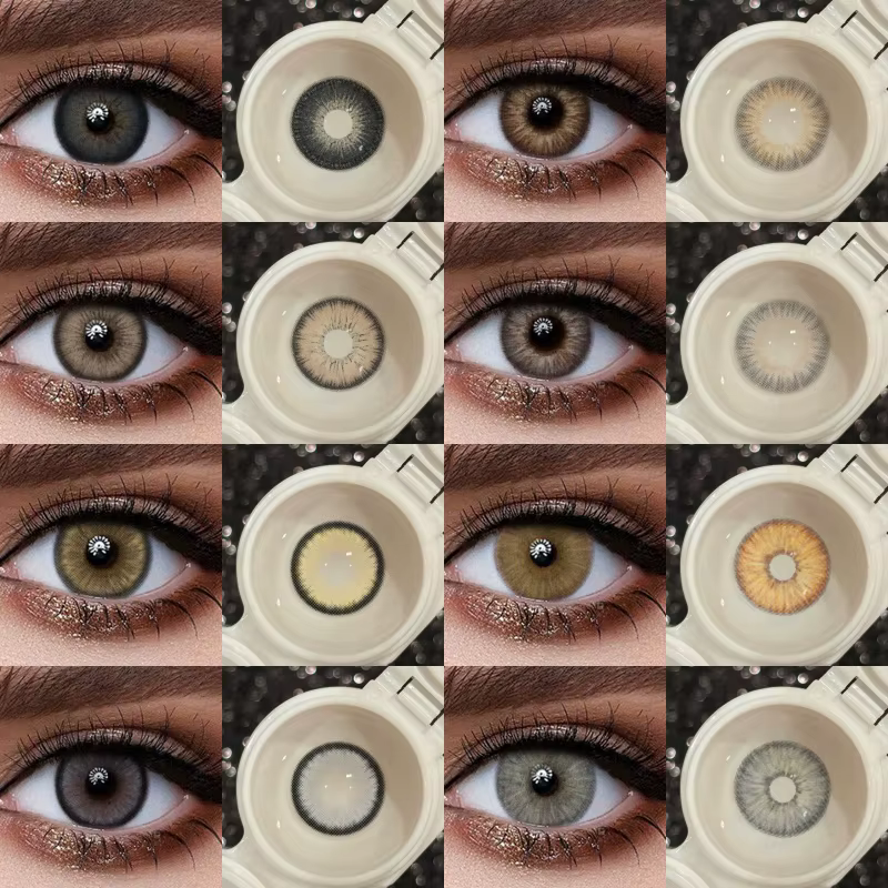 FUNSACHY 1 Paire de Lentilles de Contact Naturelles Colorées pour les Yeux Marron Gris