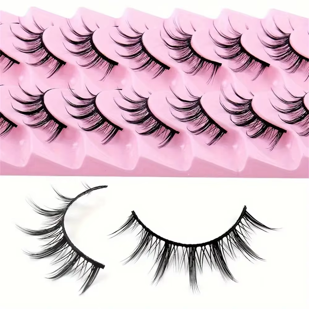 10 paires de faux cils de style anime diabolique