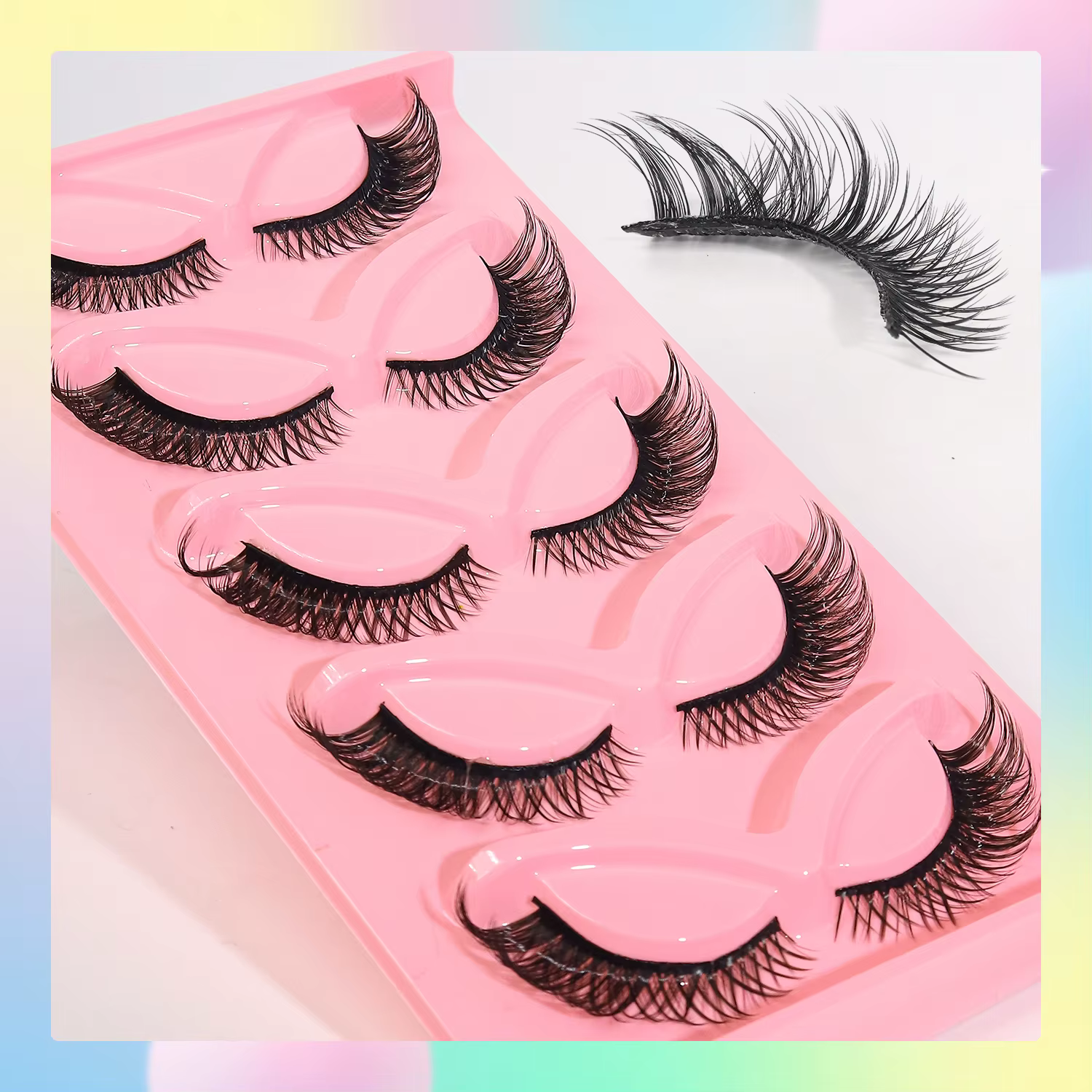 5 paires de faux cils longs naturels style croisé et style renard