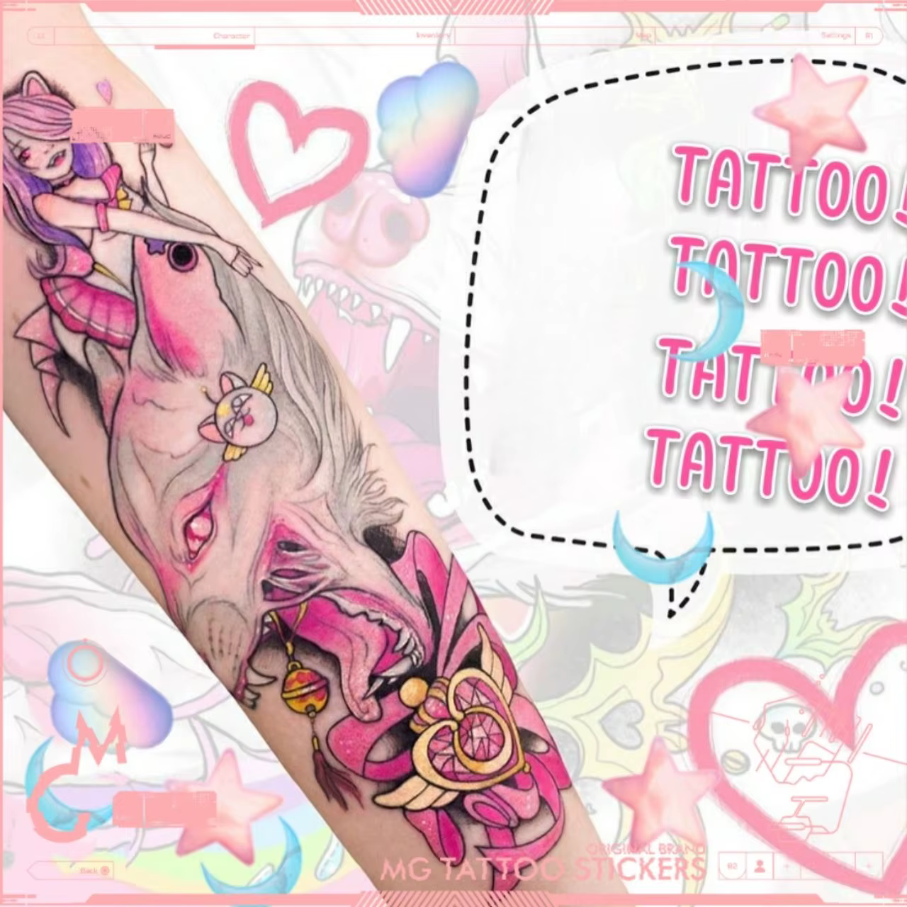 Faux Tatouage Temporaire de Style Renard de Dessin Animé pour Homme et Femme, Autocollant Sexy, Durable, Résistant à l'Eau