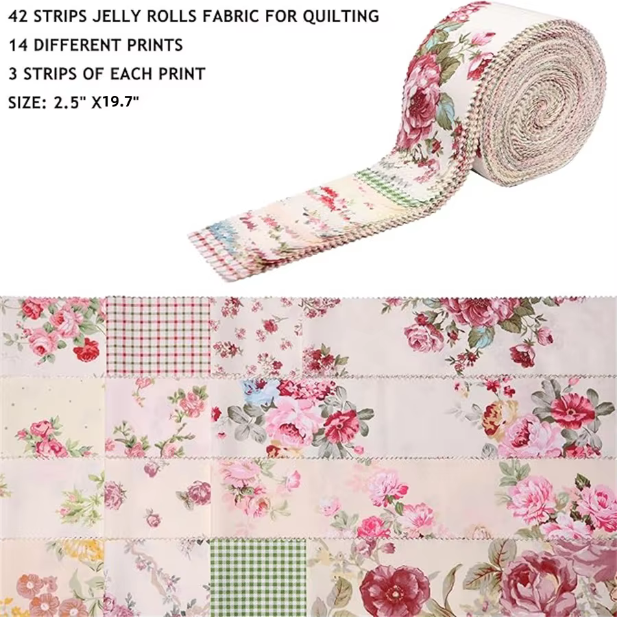 Tissu pour quilting Gap 42 bandes 6,35 cm x 50 cm - Tissu pour quilting et couture - Quilt pré-coupé (Fleur)