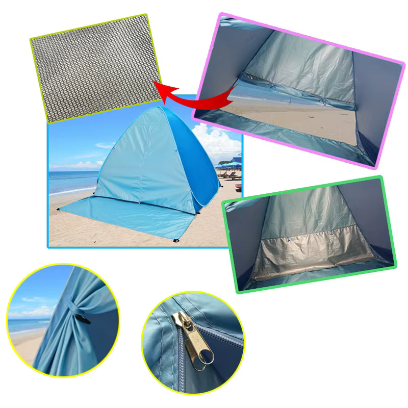 Tente de plage, tente d'extérieur entièrement automatique qui s'ouvre en 2 secondes, adaptée au camping en plein air, pour 2-3 personnes