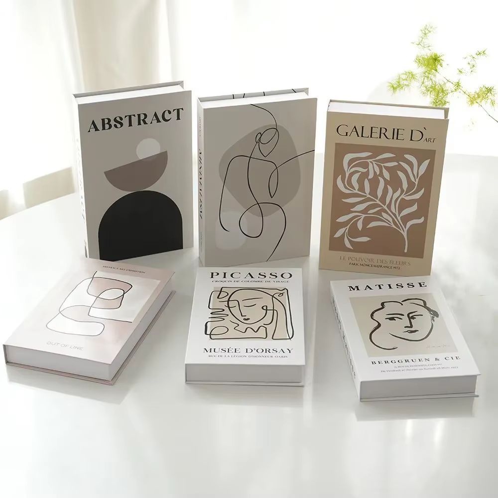 Faux livre moderne de Style Ins, modèle de Simulation de ligne abstraite, décoration pour salon, chambre à coucher, entrée de bureau, ornement exquis