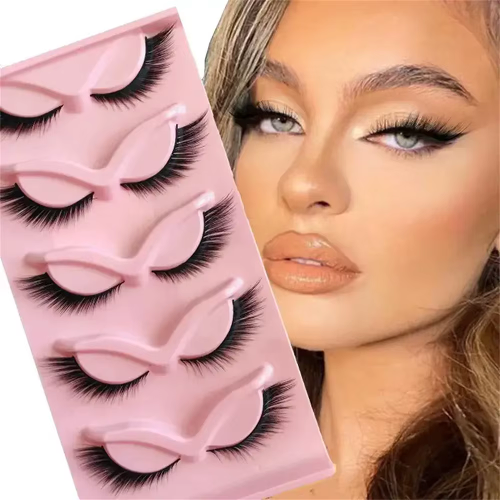 5 paires de faux cils, cils d'asage naturel