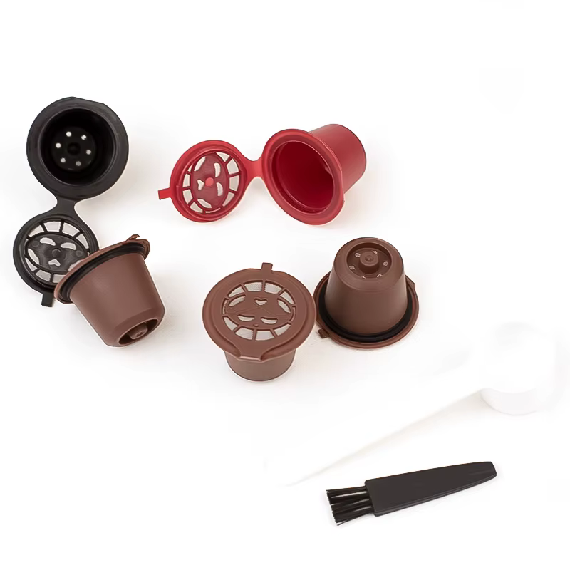 Capsules de café Nespresso rechargeables et réutilisables, dosettes Nespresso réutilisables avec une cuillère et une brosse, 3/6 pièces