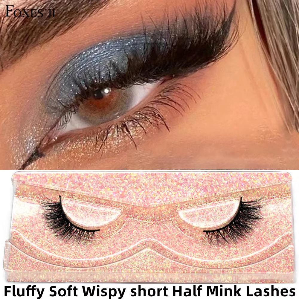 Demi-cils en vison, cils artificiels doux et moelleux