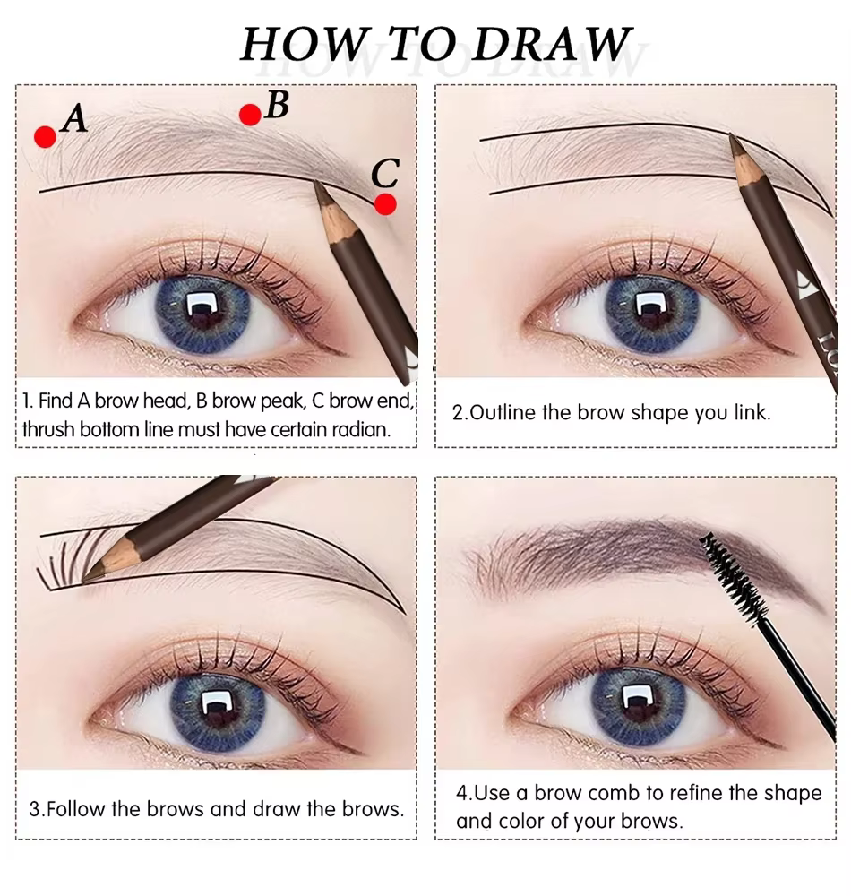Crayon à sourcils professionnel imperméable pour femmes
