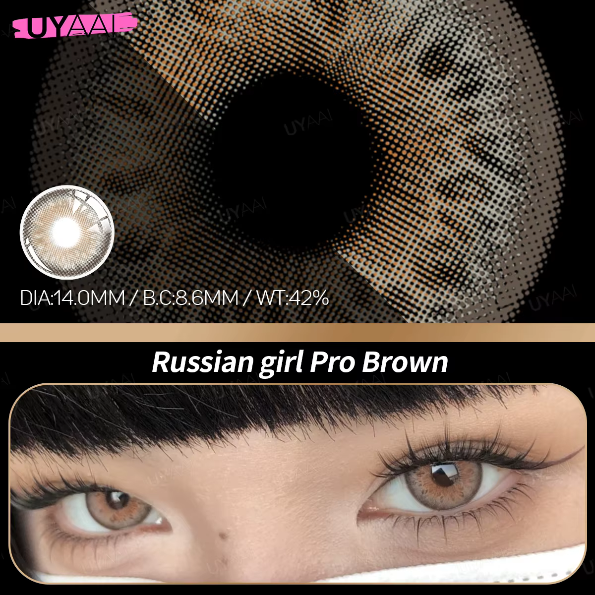 UYAAI lentilles de Contact de couleur marron naturel grands yeux
