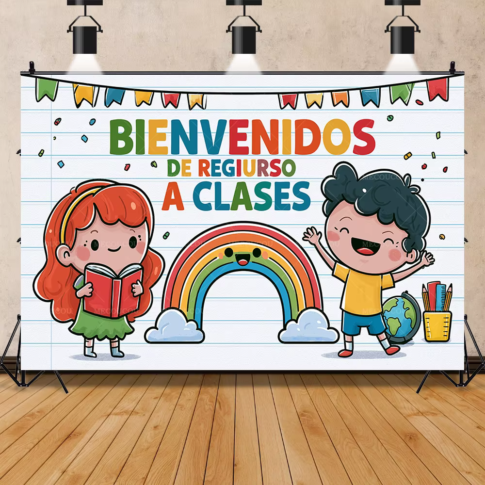 Bannière de rentrée scolaire avec motif crayon, tableau noir, autobus scolaire, pour décoration de campus, salle de classe et photographie en studio