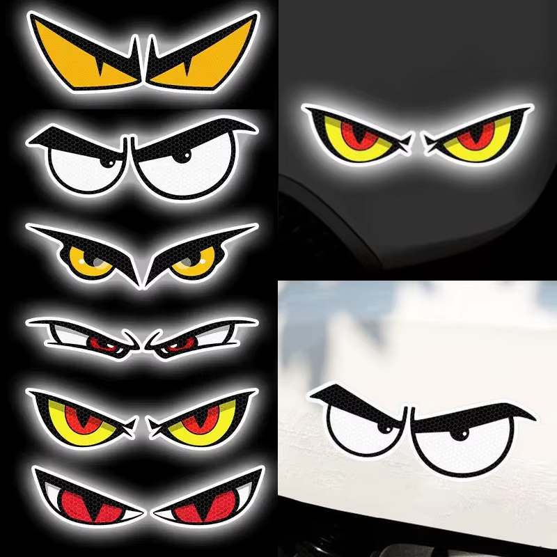 Autocollant de voiture drôle yeux rouges yeux du diable autocollants d'avertissement réfléchissants imperméables accessoires pour voitures camions motos décalcomanie