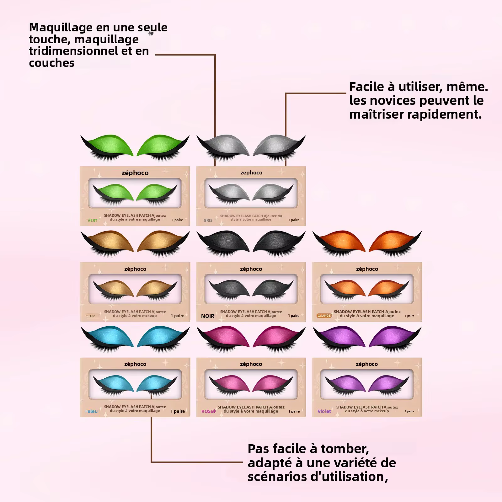 Cils avec bandes de fard à paupières