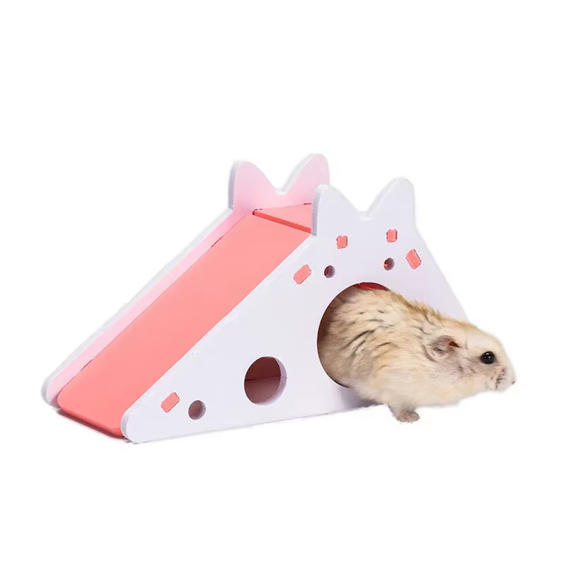 Jouet coulissant pour Hamster assemblé, cochon d'inde, ours doré, maison de Hamster colorée en bois, petits animaux, Cage, jouets, accessoires pour Hamster