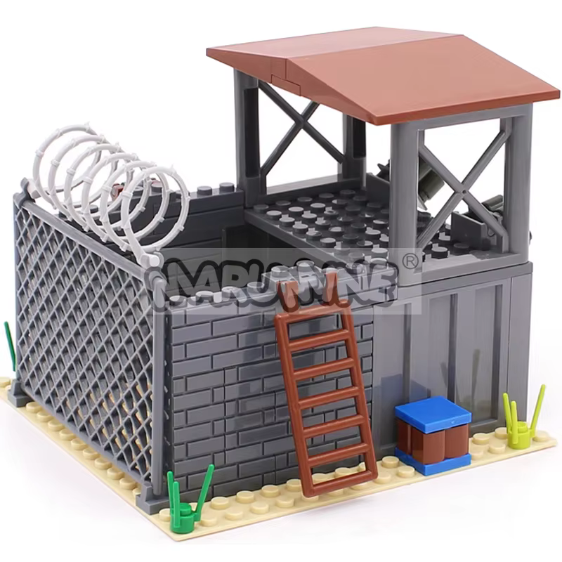 Marumine 23PCS MOC Blocs de Construction Base Militaire Forces Spéciales Garde de Sécurité DIY Scènes de Soldats de l'Armée Kit de Briques de Construction Modèle