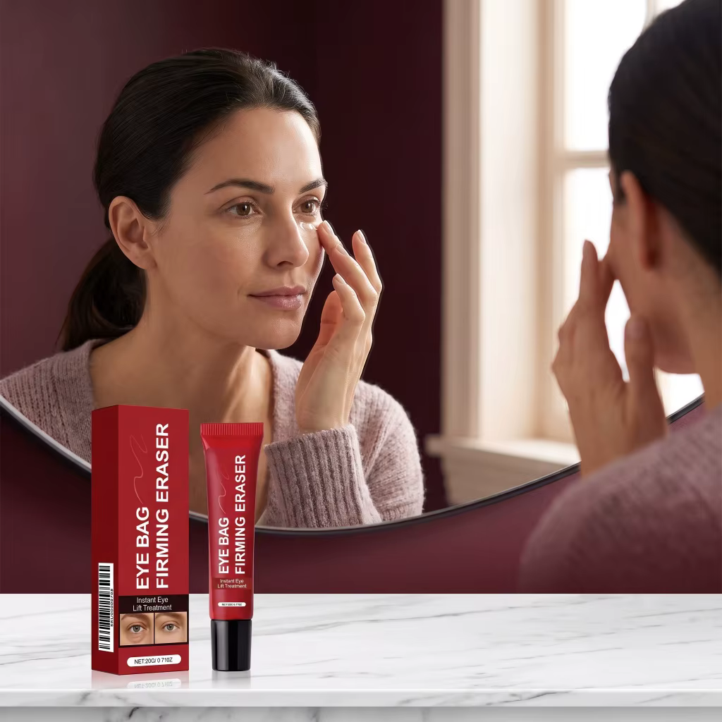 Crème Contour des Yeux Effet Lifting Instantané Anti-Poches – Raffermit la Peau Sous les Yeux, Estompe les Rides et Ridules, Traitement Anti-Âge
