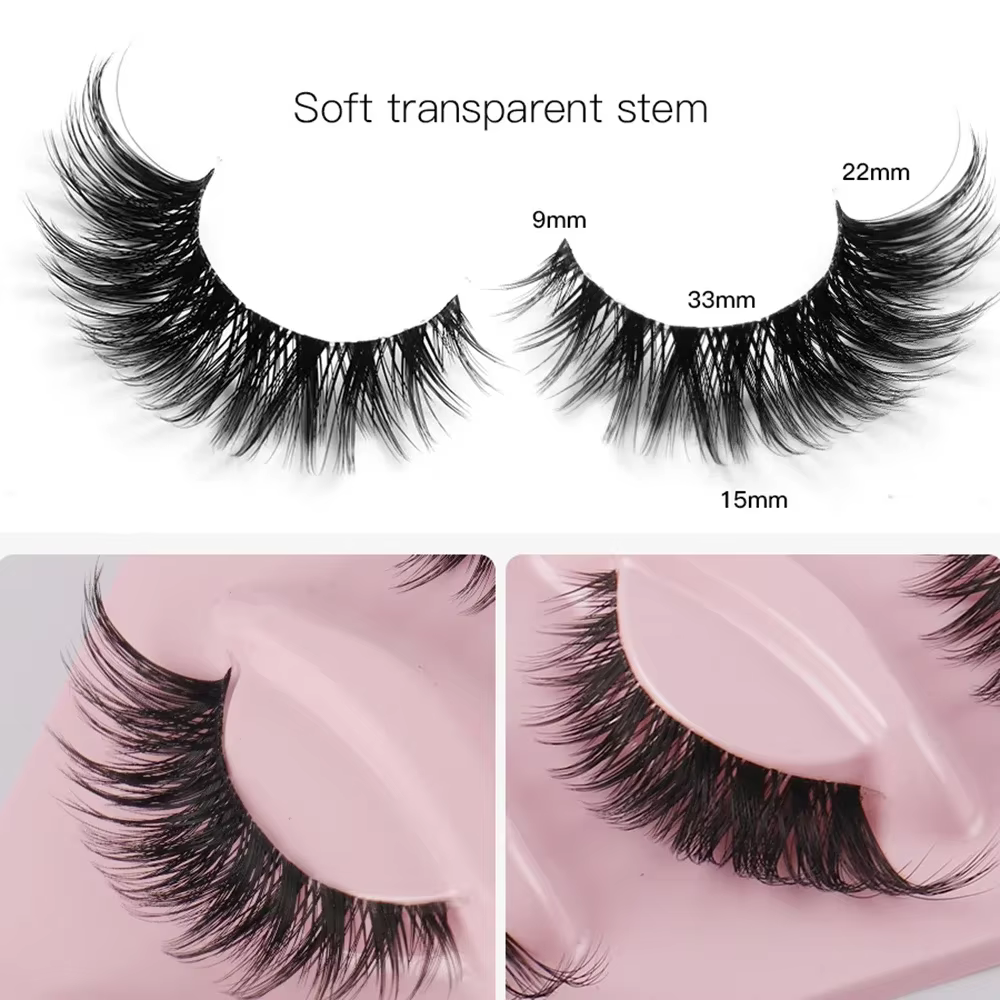 5 paires de faux cils œil de chat, cils naturels longs style manga, cils ailés allongés, faux cils pour maquillage