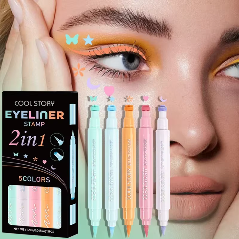 5 pièce/ensemble amour fleurs Eyeliner tampon stylo coloré rose bleu liquide