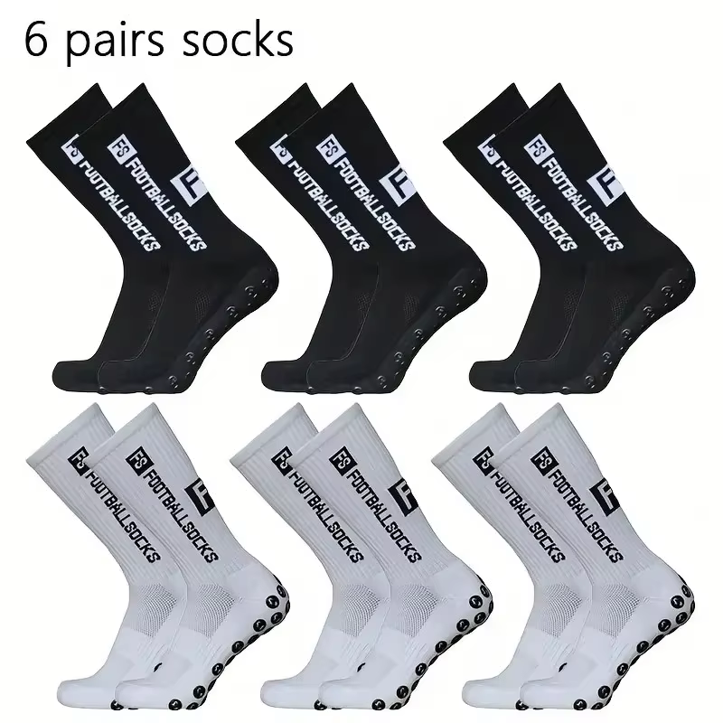 6 paires de chaussettes de Football respirantes pour hommes et femmes, chaussettes de Sport antidérapantes à fond en Silicone, chaussettes de Baseball, de Sport en plein air, de Yoga