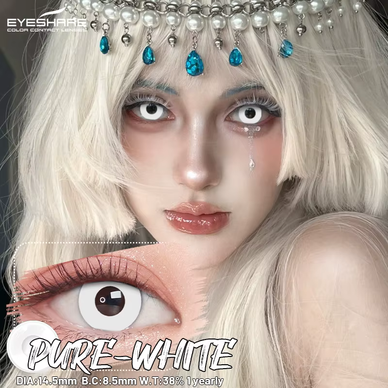 EYESHARE Cosplay lentilles de Contact blanches pour les yeux 1 paire