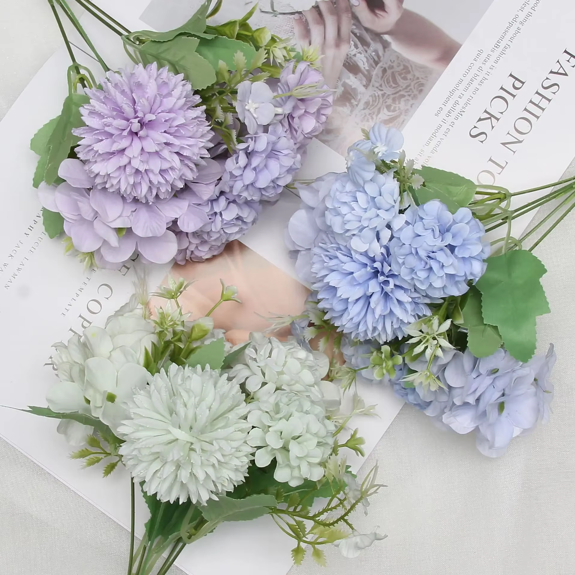 InjFlower-Fausse fleur pour décoration de mariage, 5 têtes, photographie, art, maison