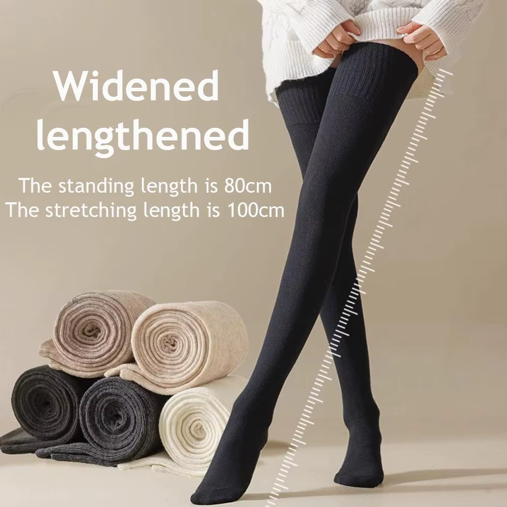 Chaussettes hautes d'hiver pour femmes, bas JK Lolita allongés de 100cm, couleur unie, au-dessus du genou, chaussettes fines en velours
