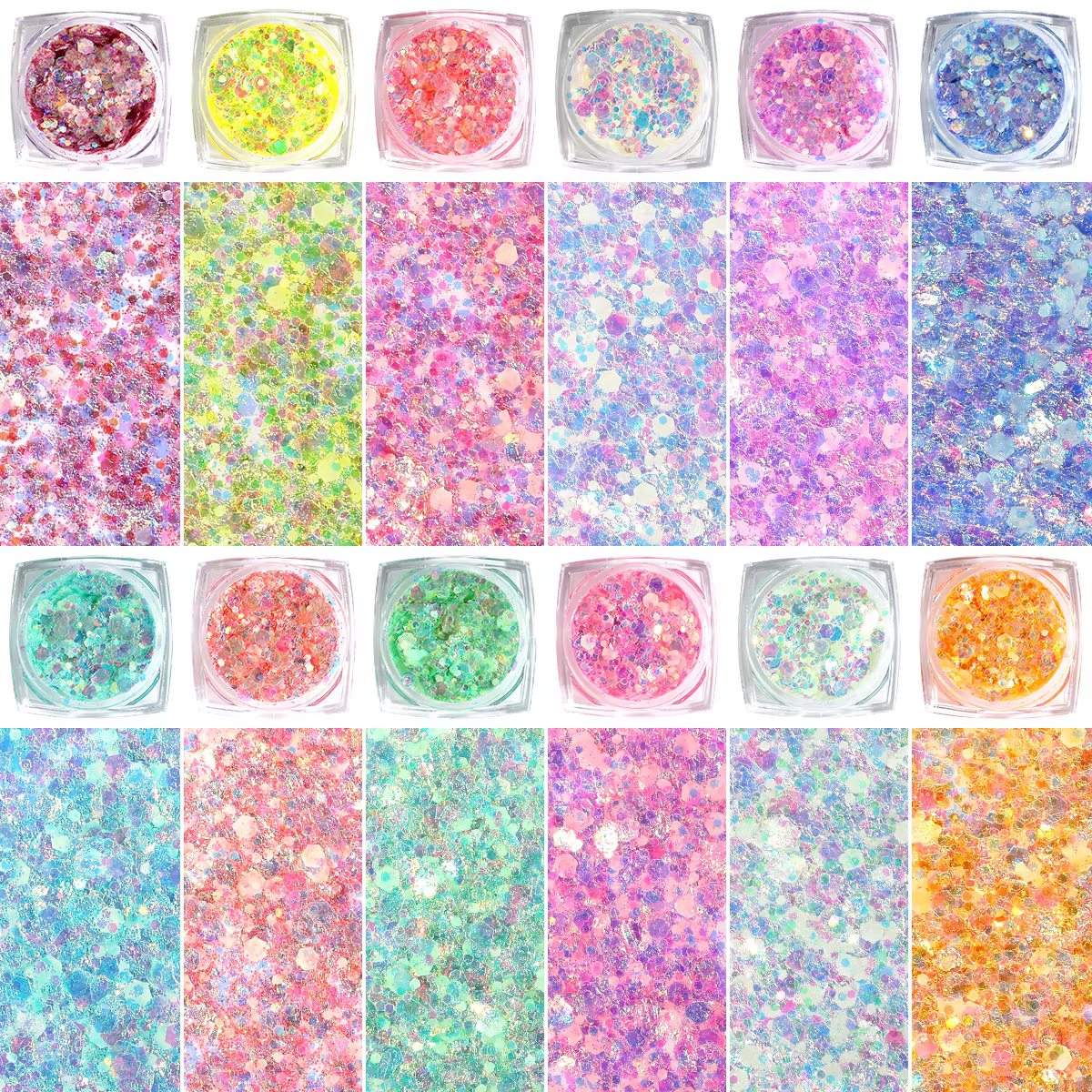Bowitzki 12 couleurs brillent dans le noir paillettes Gel visage