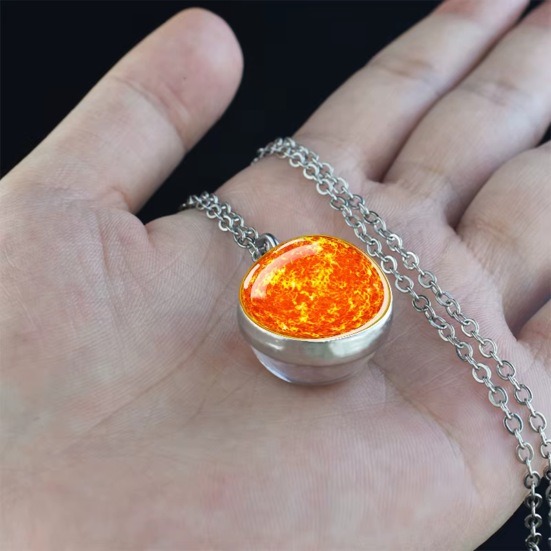 Système solaire huit planètes colliers planète galaxie Double face boule de verre pendentif collier pour femmes hommes astronomie bijoux cadeau
