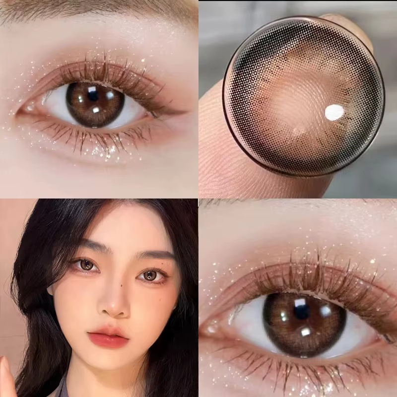 Lentilles de contact de couleur pour les yeux jaune naturel noir myopie
