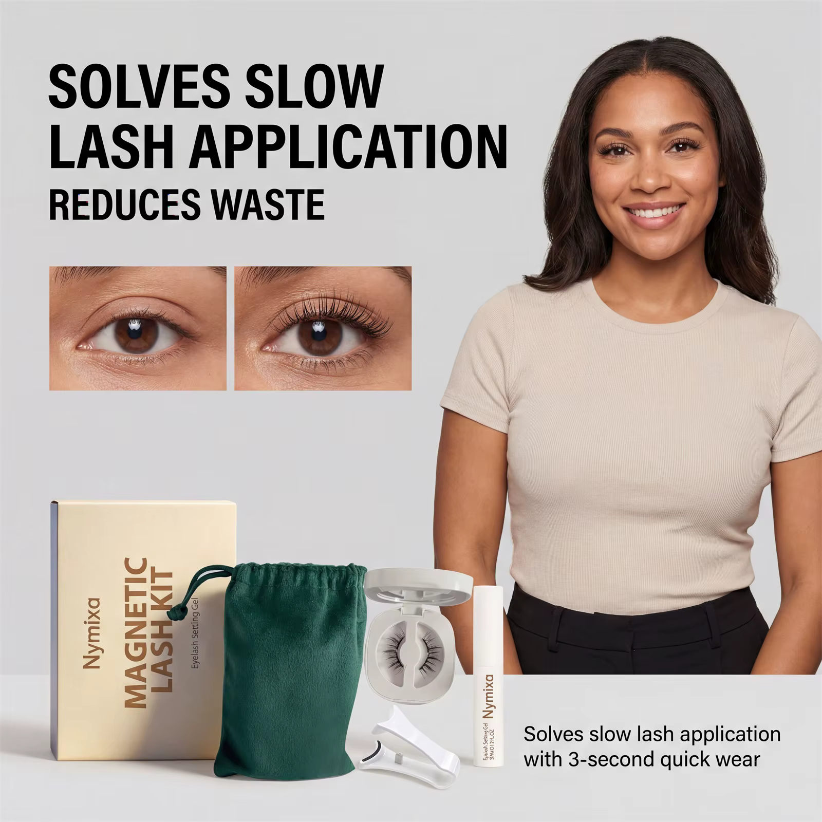 Ensemble de faux cils magnétiques (style bouclé)