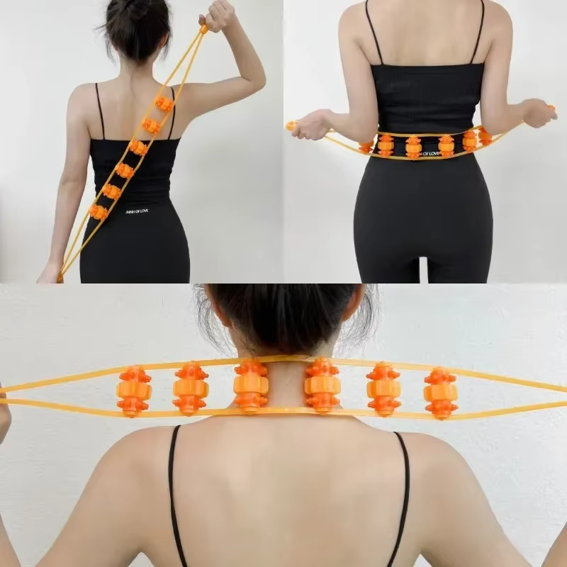 Masseur musculaire du dos, des épaules et du cou, rouleau de Massage de physiothérapie de Fitness, rouleau de traction de perles, Massage des jambes du dos et de la taille