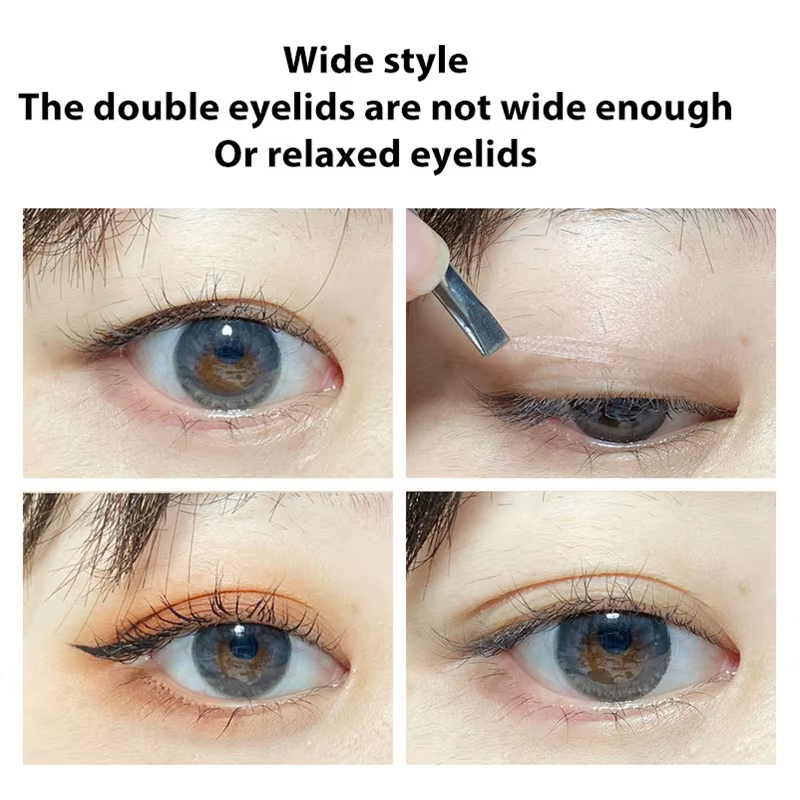 Autocollants invisibles à Double pli pour paupières, bande autocollante en dentelle naturelle, rayures Beige claires, outils de maquillage pour les yeux naturels pour fard à paupières